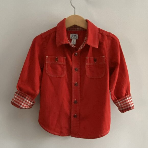 Old Navy Red Long-Sleeve Button-Down Shirt size 3T - Picture 2 of 11